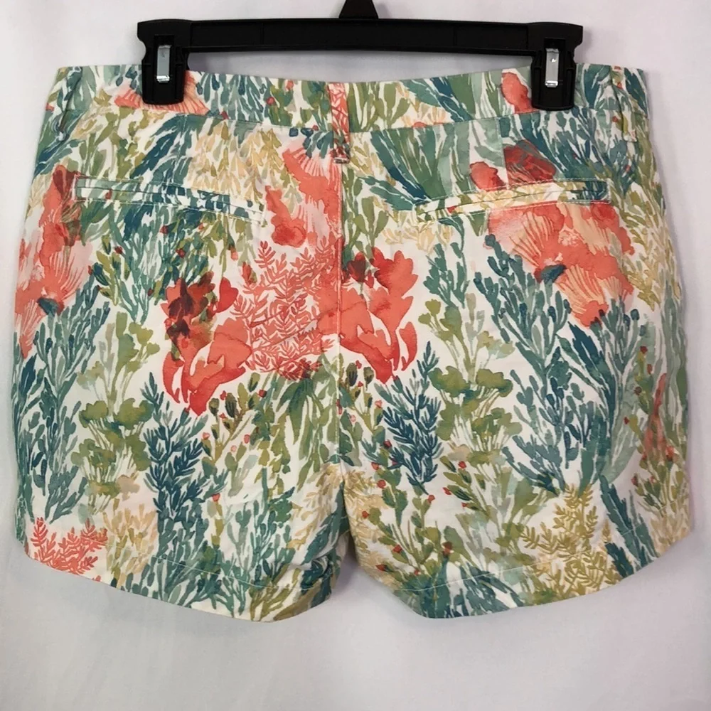 Old Navy Shorts Ocean Coral Reef Print Watercolor Floral Chino Shorts Size 8 - Picture 6 of 10